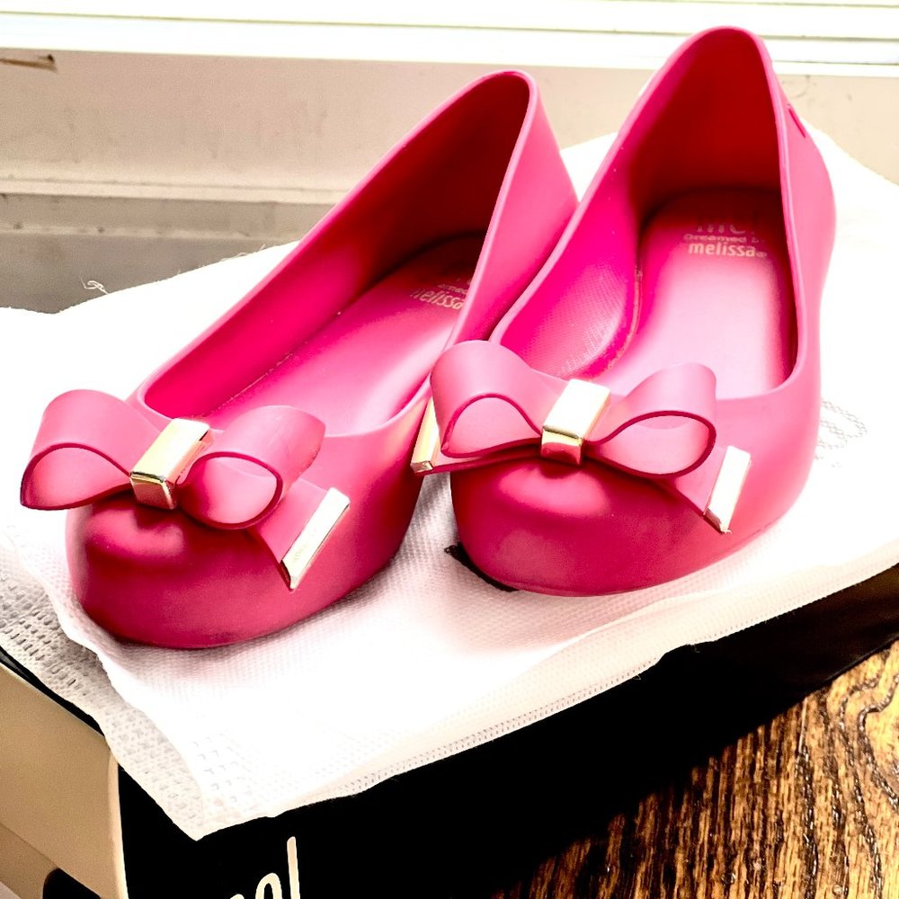 Mini Melissa Girls' Mel Space Love Ballet Flats - Dark Pink Sz 11 US Little Kid